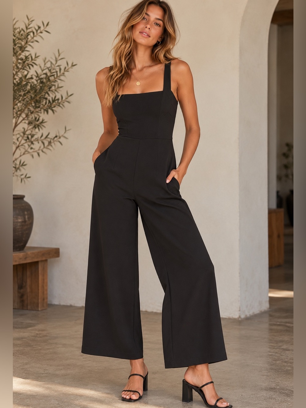 Urban Outfitters Black Wide Leg Jumpsuit Corset Bodice M